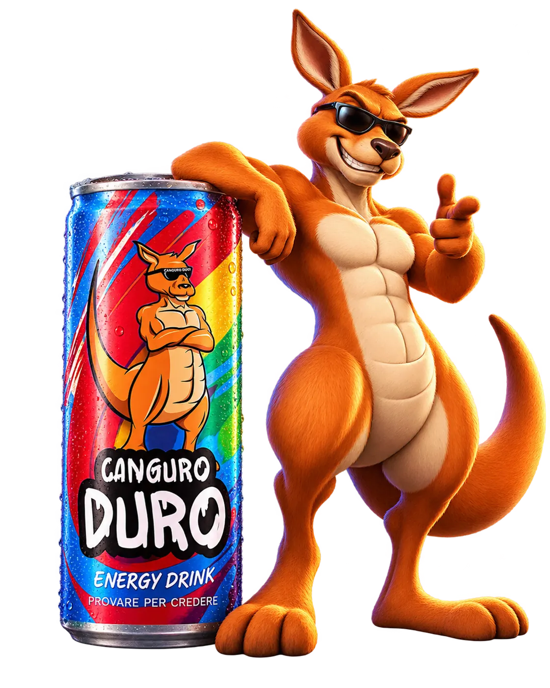 Lattina Canguro Duro Energy Drink con il canguro mascotte