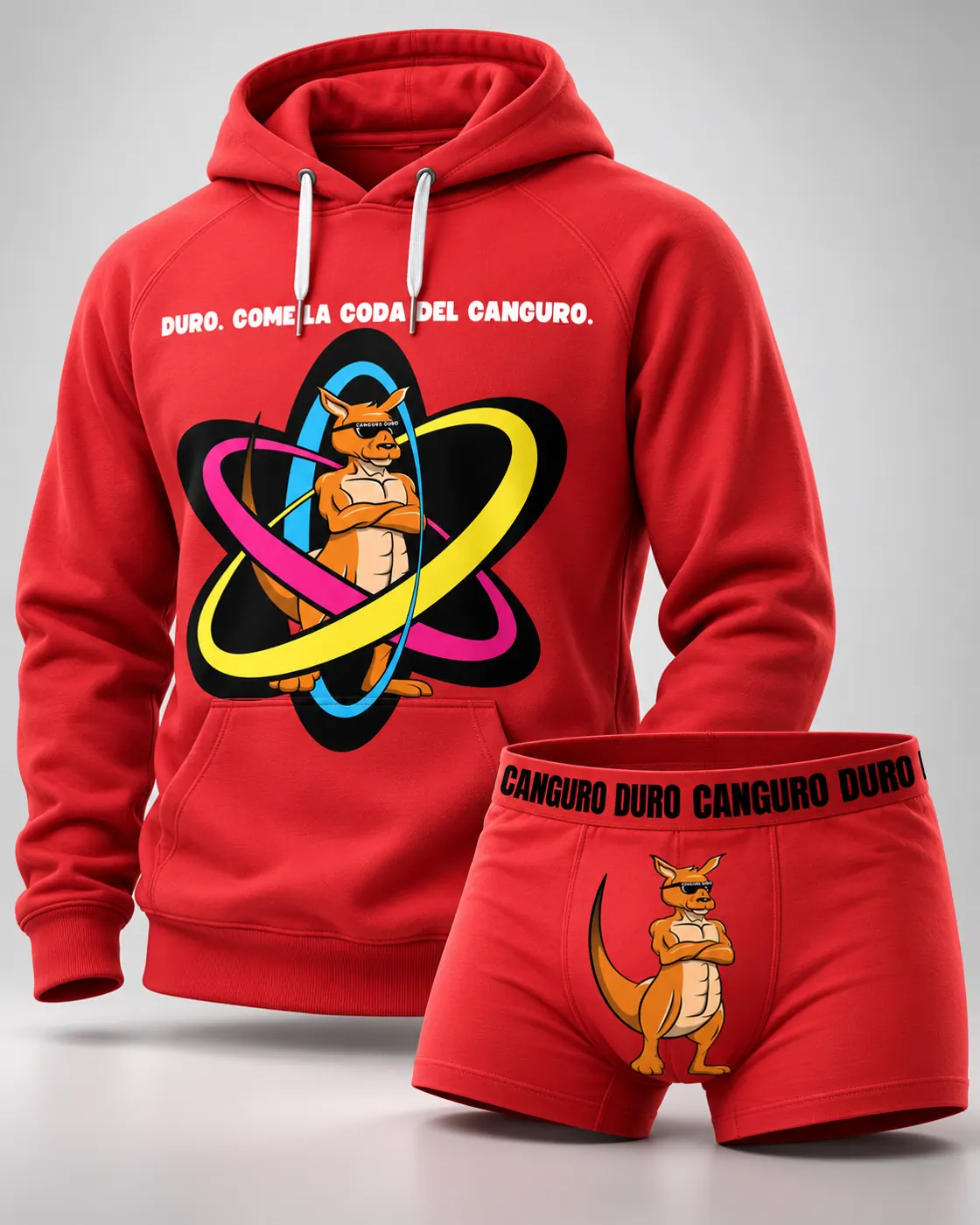 Felpa rossa e boxer Canguro Duro